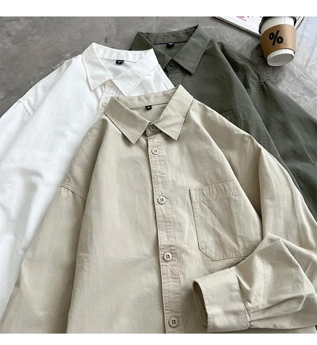 2025 Men's Khaki Cotton Work Shirt Detail