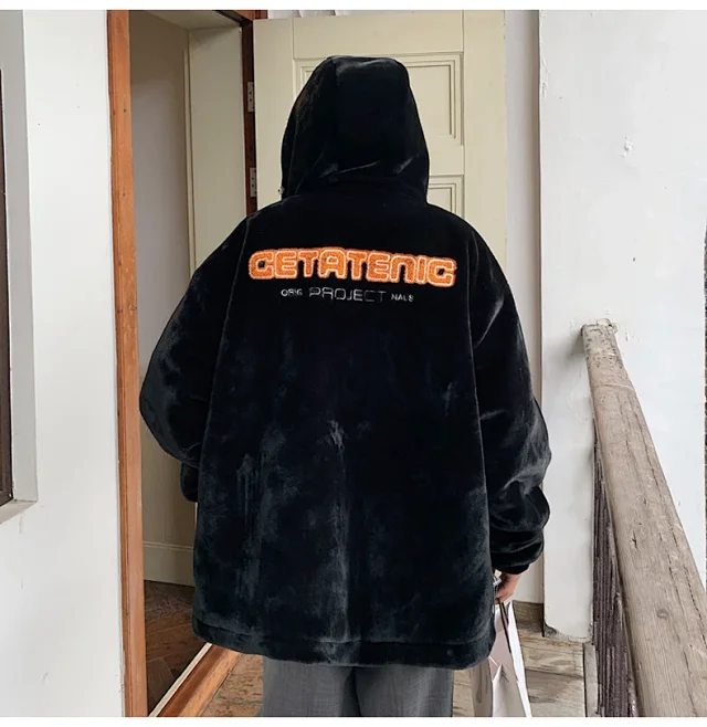 Men's Winter Sherpa Fleece Oversized Coat Detail