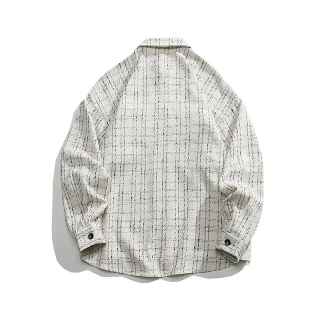 Men's Chic Houndstooth Oversized Work Jacket Detail