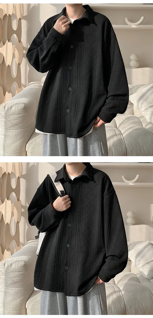 Trendy Boys' Jacquard Long Sleeve Shirt Detail