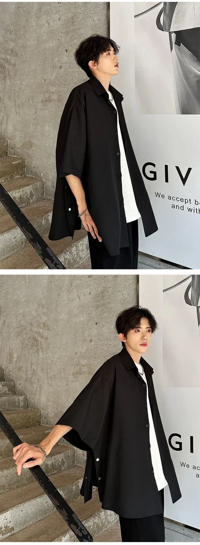 Men's Designer Chiffon Mid-Sleeve Shirt Detail