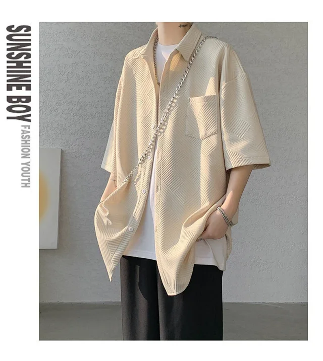 Baroque Japanese Men's Boyfriend Short-Sleeve Shirt Detail