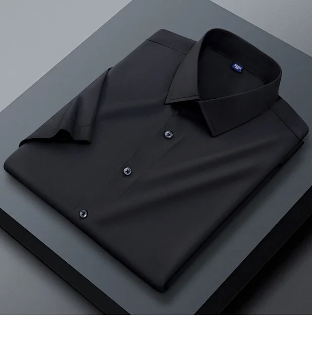 Men's Wrinkle-Resistant Silk Short-Sleeve Shirt Detail