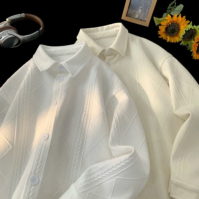 Men's Jacquard Long Sleeve Casual Shirt