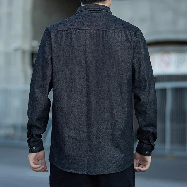 Men's Vintage Denim Oversize Work Shirt Detail