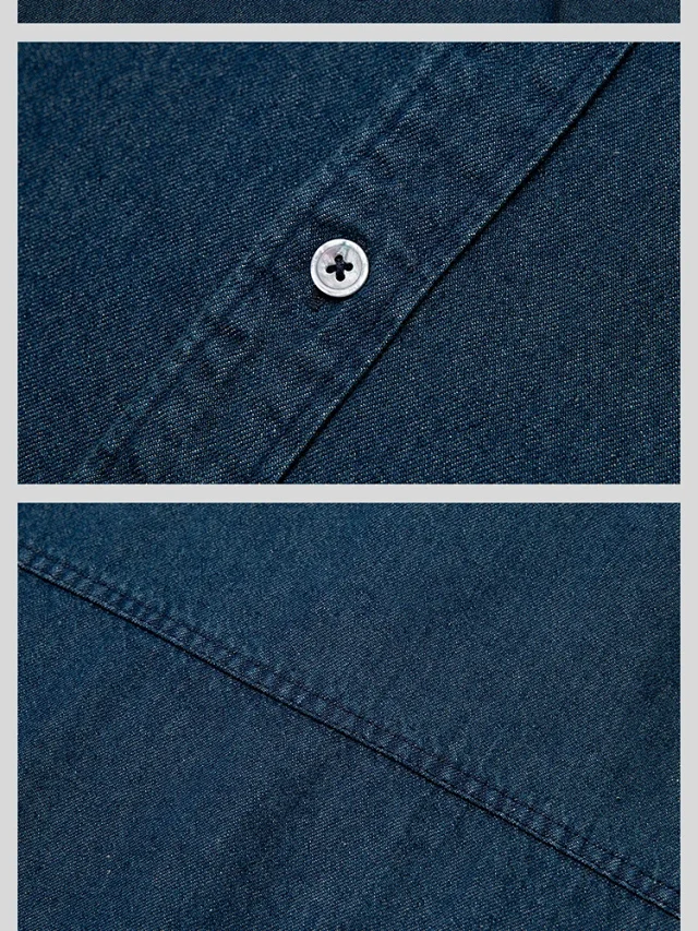 Spring Men's Vintage Oversized Denim Shirt Detail