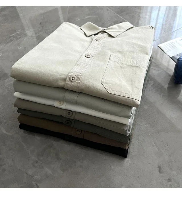 2025 Men's Khaki Cotton Work Shirt Detail