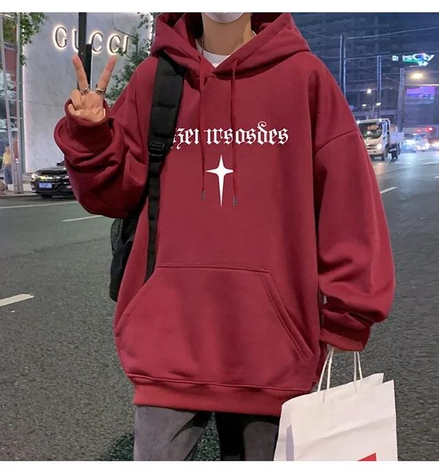 Men's Heavy Fleece Retro Hoodie Oversized Detail