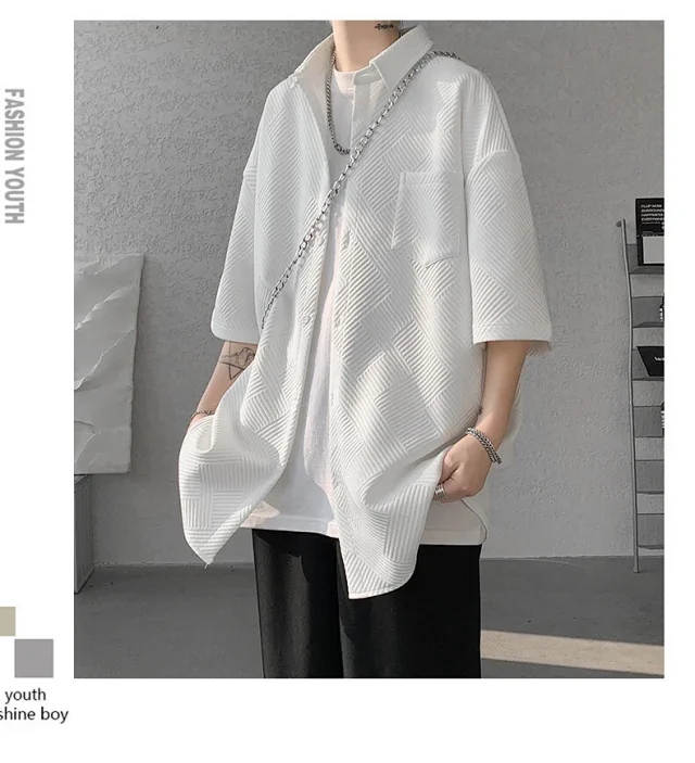 Baroque Japanese Men's Boyfriend Short-Sleeve Shirt Detail