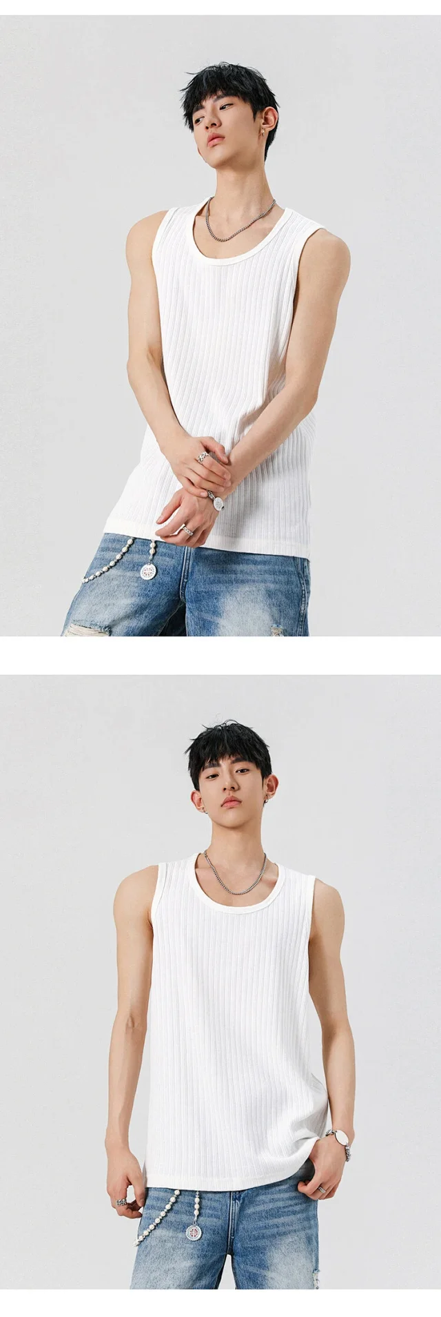 Men's Rayon Ribbed Relaxed Tank Top Detail