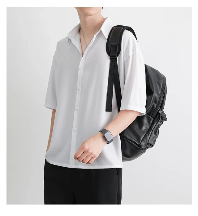DK Men's Loose Cooling Black Shirt Detail