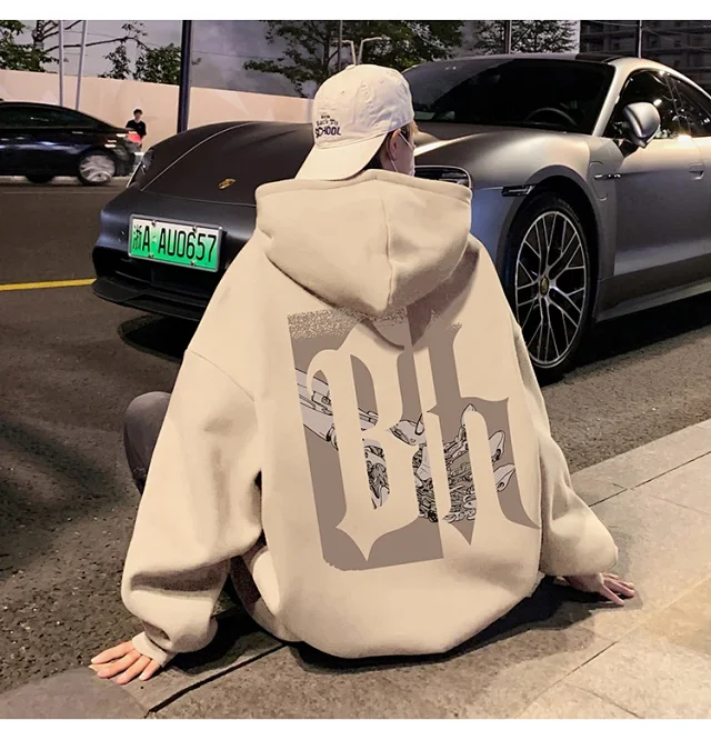 Japanese Hiphop Men's Oversized Cotton Hoodie Detail