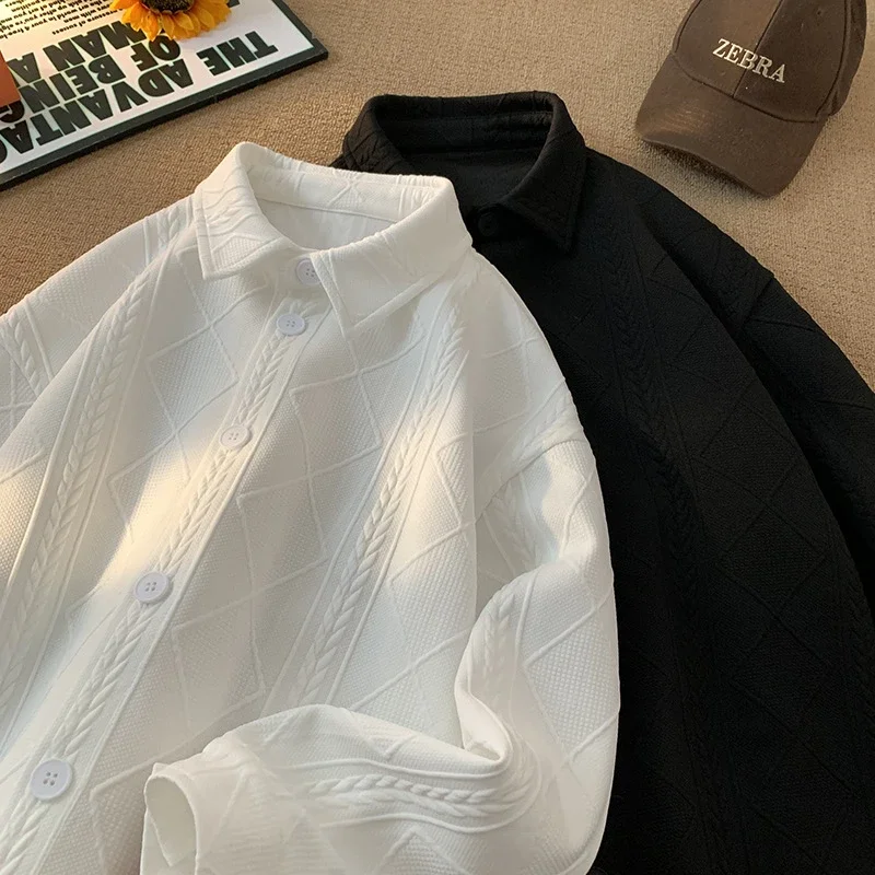 Men's Jacquard Long Sleeve Casual Shirt