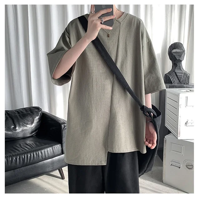 Men's Trendy Solid Half Sleeve Tee Detail