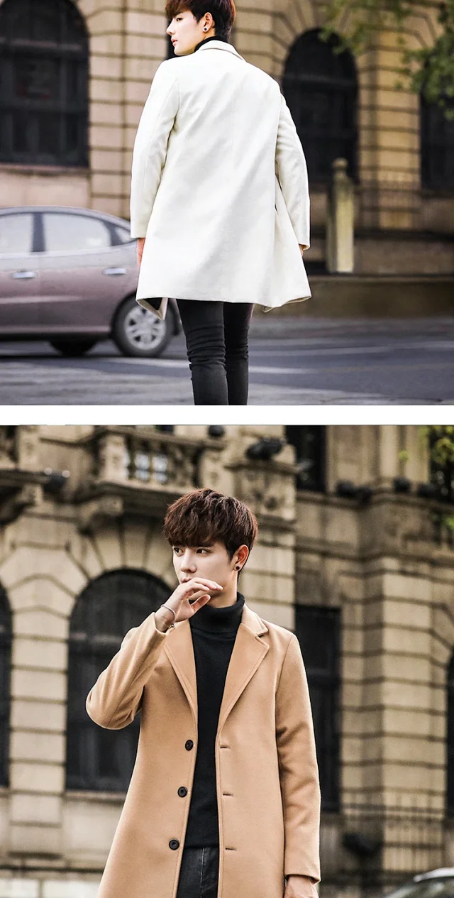 AW21 Korean Men's Slim Classic Wool Coat Detail