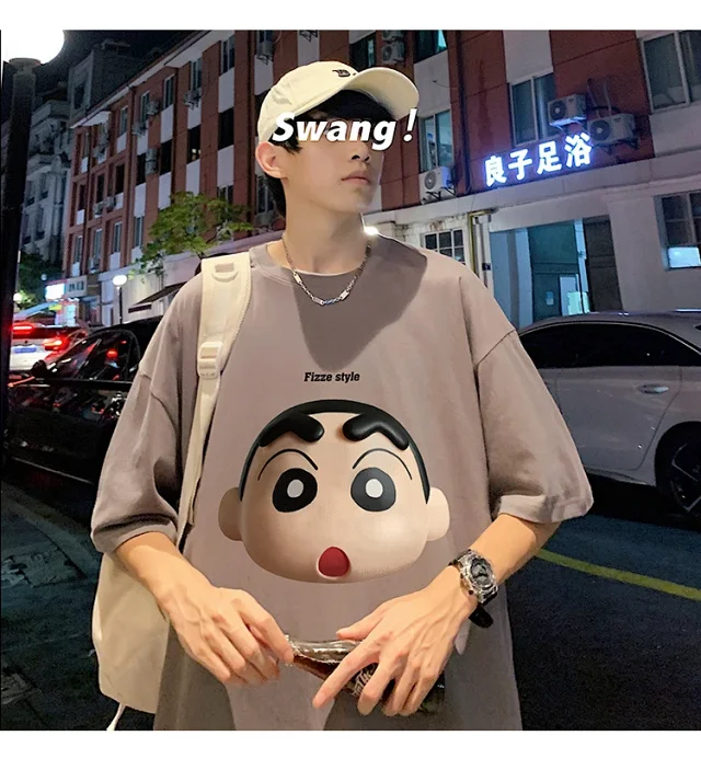 Men's Heavyweight Cotton Cartoon Tee Loose Detail