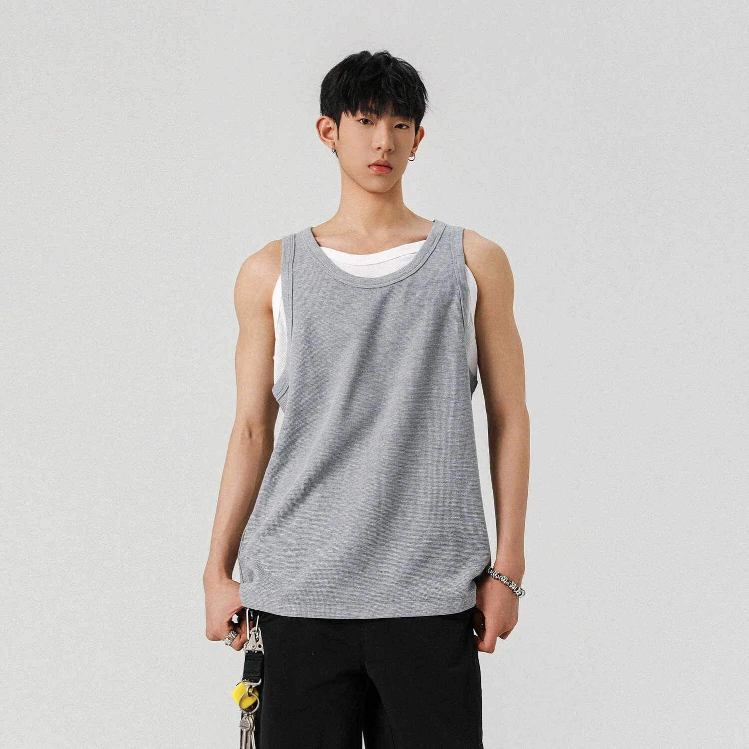 Men's Waffle Mock Two-Piece Tank