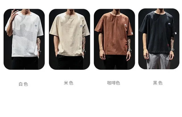 Linen T-shirt Men's Short Sleeve Detail