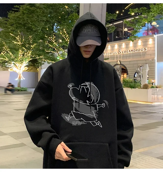 Men's Cotton Hoodie Cartoon Youth Loose Detail