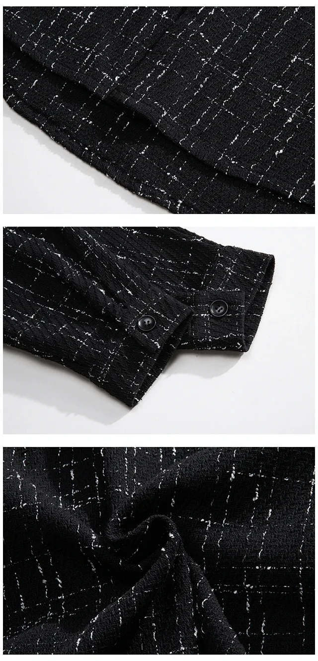Men's Chic Houndstooth Oversized Work Jacket Detail