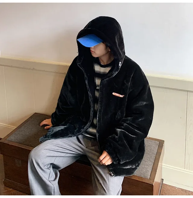 Men's Winter Sherpa Fleece Oversized Coat Detail