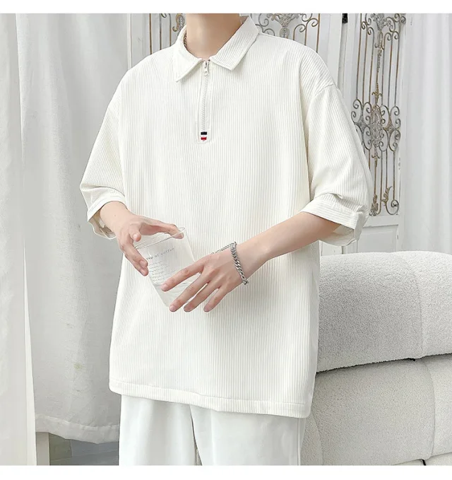 Men's Retro Quick-Dry Half-Zip Polo Detail