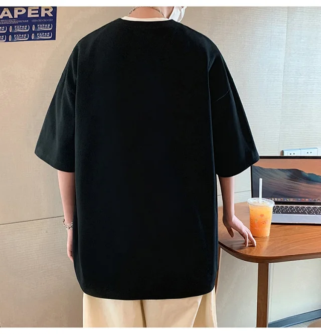 Ins Men's Loose Cotton Summer Tee Detail