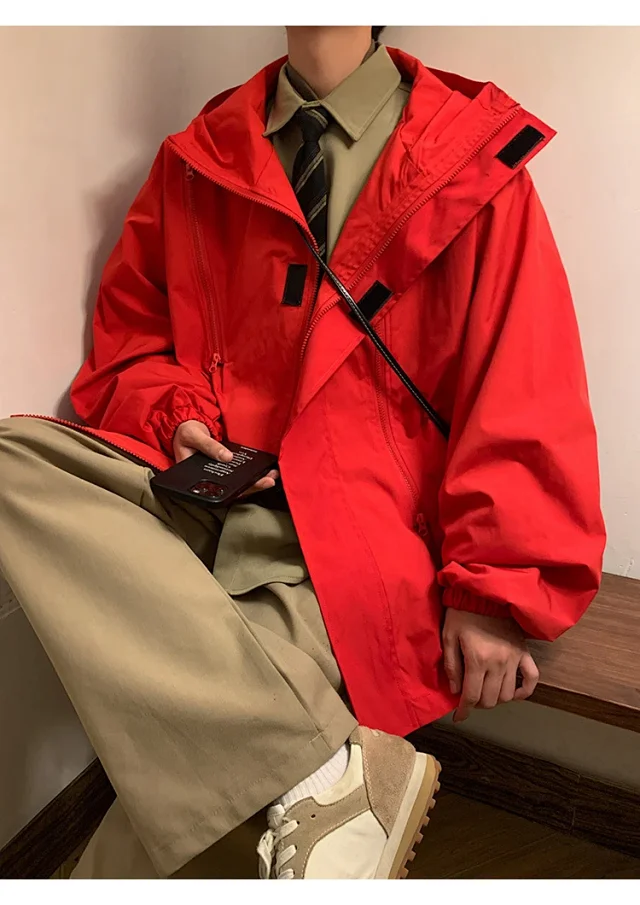 Men's HK Style A/W Loose Warm Hooded Jacket Detail