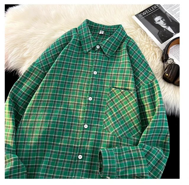 Men's Japanese Brushed Cotton Plaid Shirt Jacket Detail