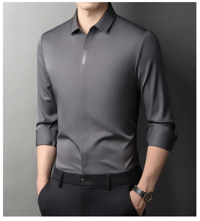 Men's Tailored Stretch Long Sleeve Shirt Detail