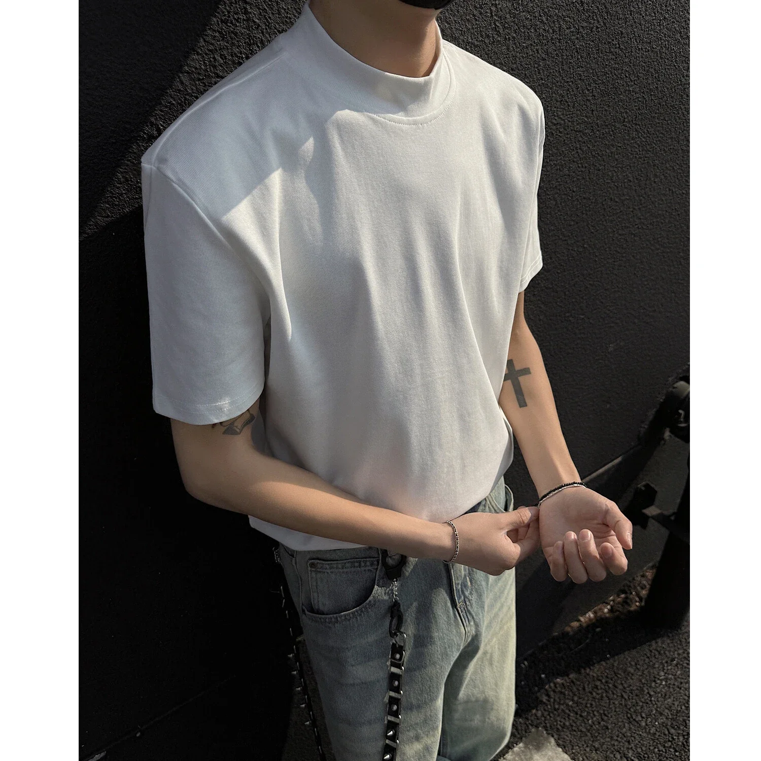 Cleanfit Men's Mock Neck Heavyweight Tee