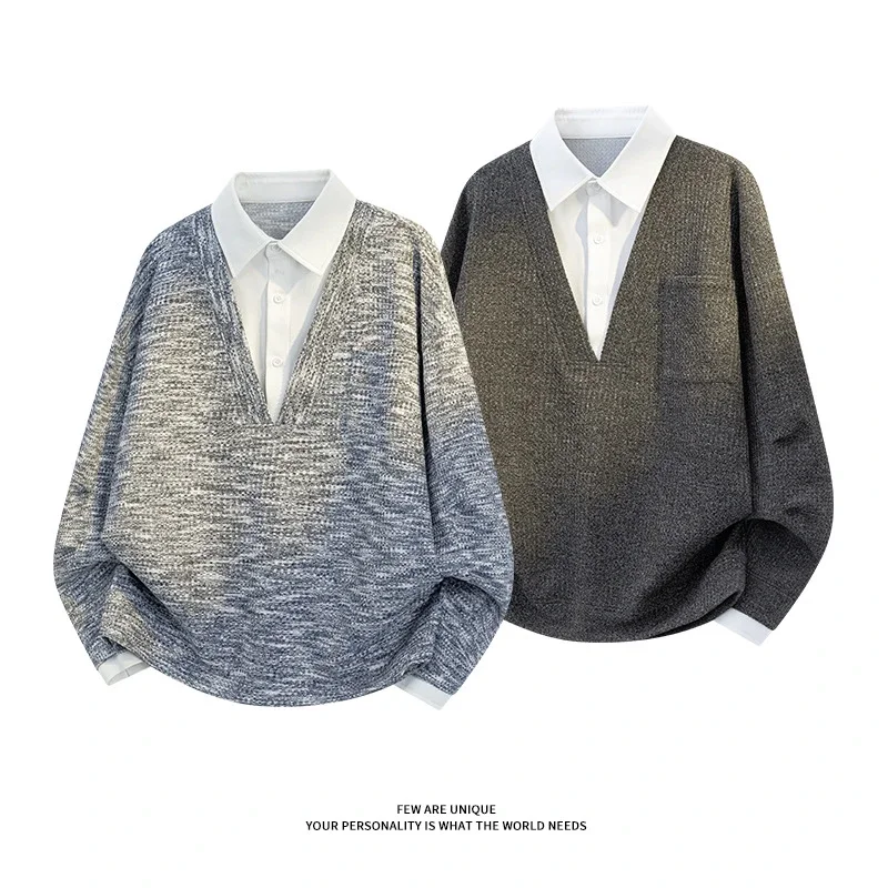 Men's Relaxed Mock Layered Hoodie