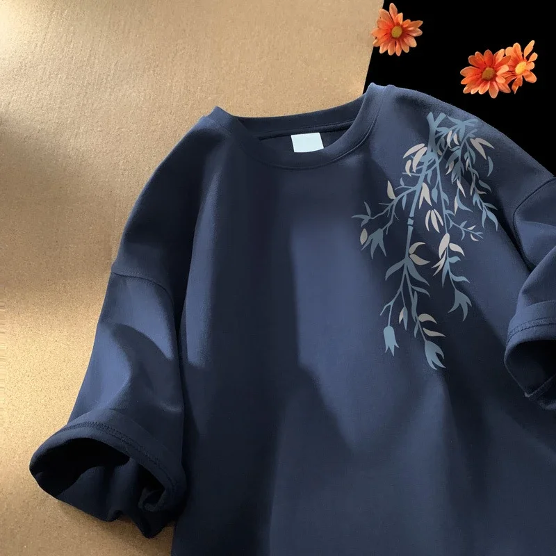 Men's Chinese-Style Printed Heavyweight Cotton Tee