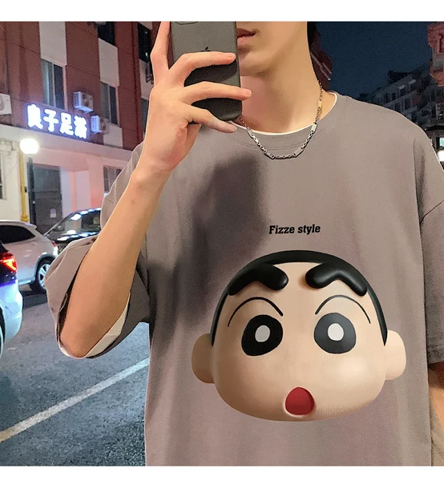 Men's Heavyweight Cotton Cartoon Tee Loose Detail