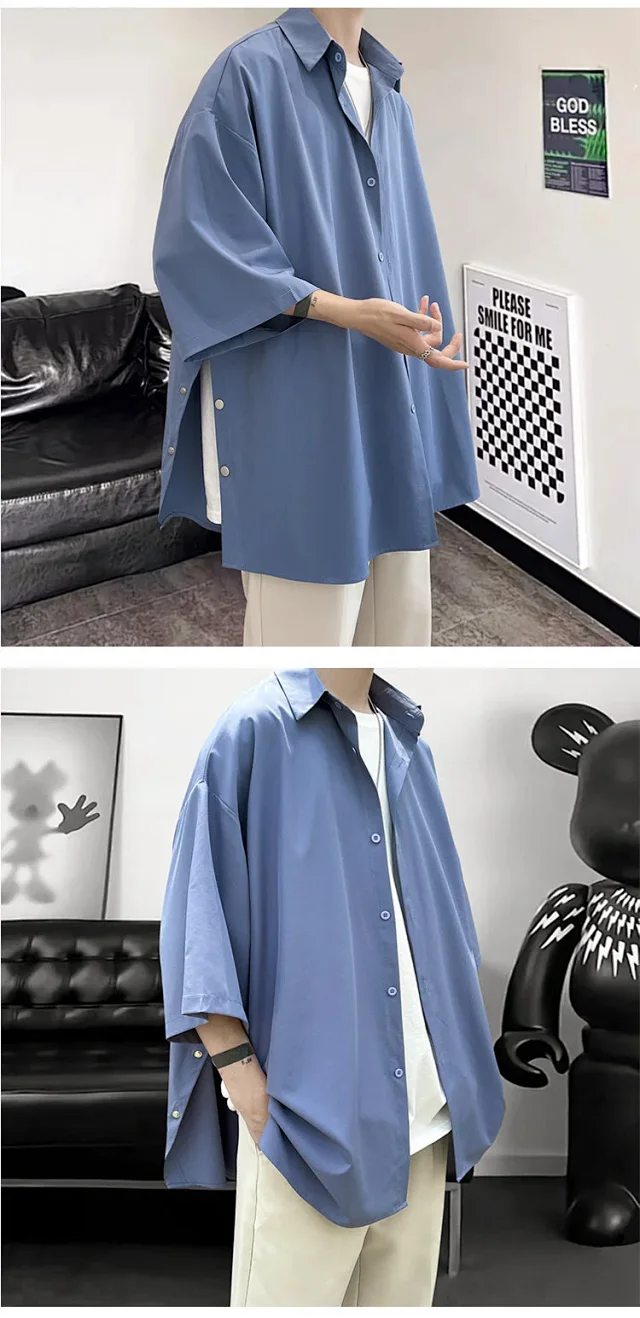 Men's Designer Chiffon Mid-Sleeve Shirt Detail