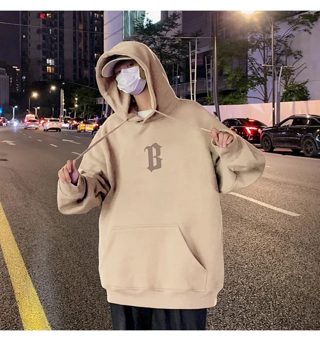 Japanese Hiphop Men's Oversized Cotton Hoodie Detail