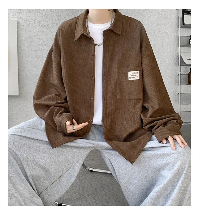 Men's Vintage Corduroy Long Sleeve Shirt Detail