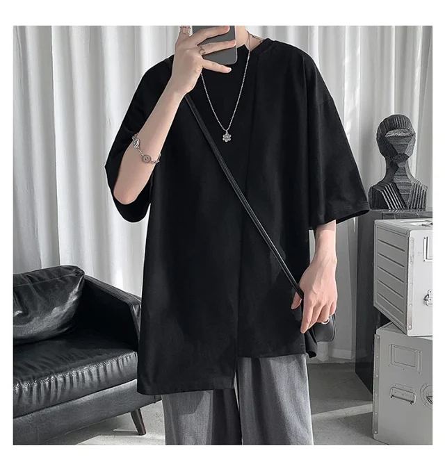 Men's Trendy Solid Half Sleeve Tee Detail