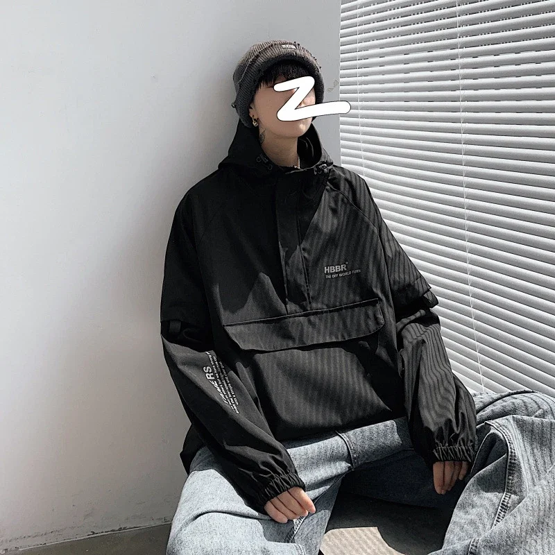 Men's Lightweight Half-Zip Hooded Pullover Jacket