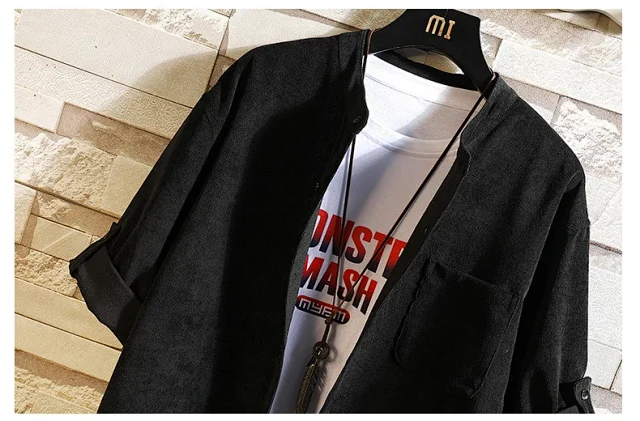 Men's Retro Korean Corduroy Shirt Jacket Detail