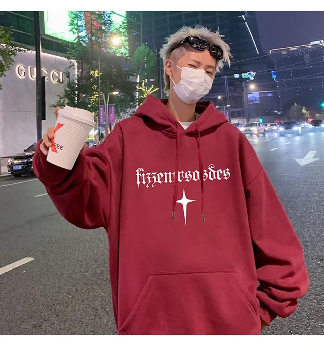 Men's Heavy Fleece Retro Hoodie Oversized Detail
