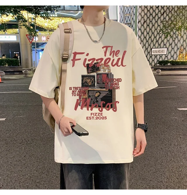 Men's Trendy Oversized Heavyweight Cotton T-Shirt Detail