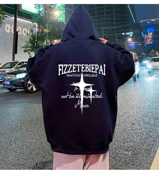 Men's Heavy Fleece Retro Hoodie Oversized Detail