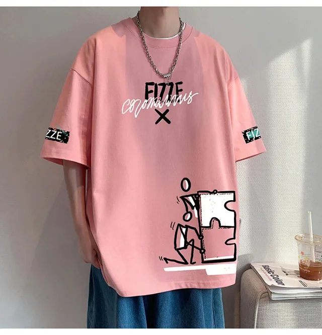Ins Men's Loose Cotton Summer Tee Detail