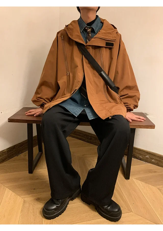 Men's HK Style A/W Loose Warm Hooded Jacket Detail