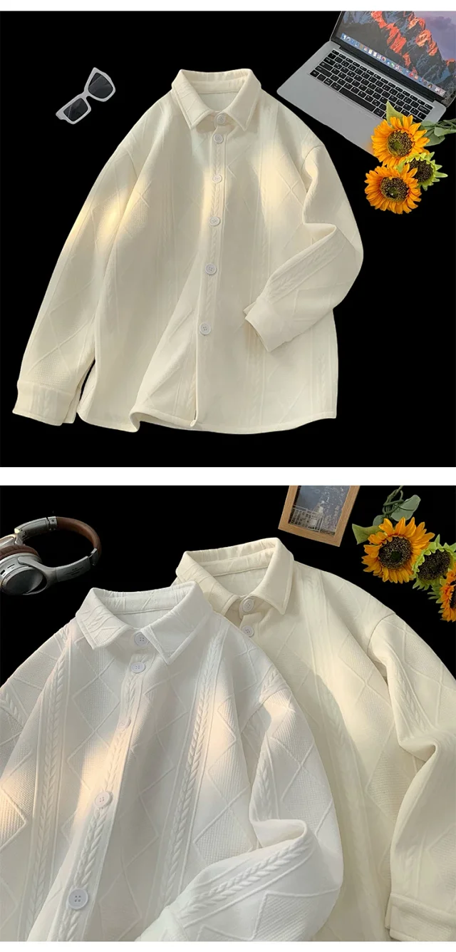Men's Jacquard Long Sleeve Casual Shirt Detail