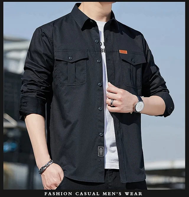 Men's Casual Work Long Sleeve Shirt Detail
