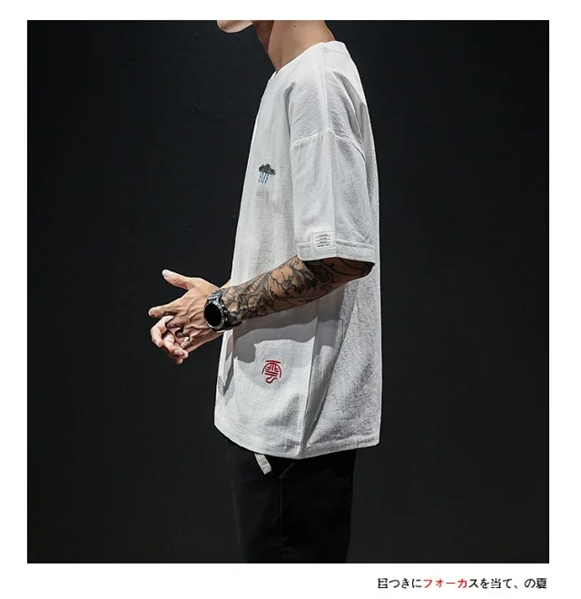Linen T-shirt Men's Short Sleeve Detail