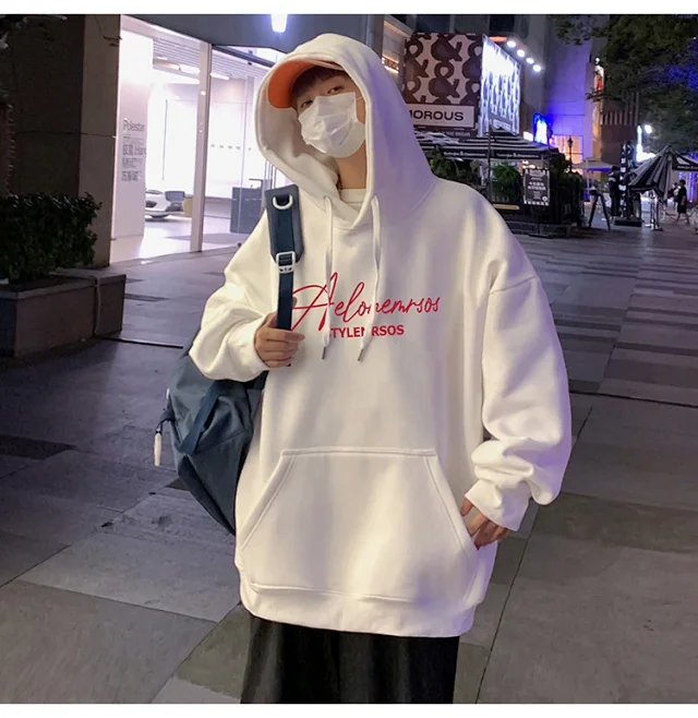 American Streetwear Men's Oversized Cotton Hoodie Detail