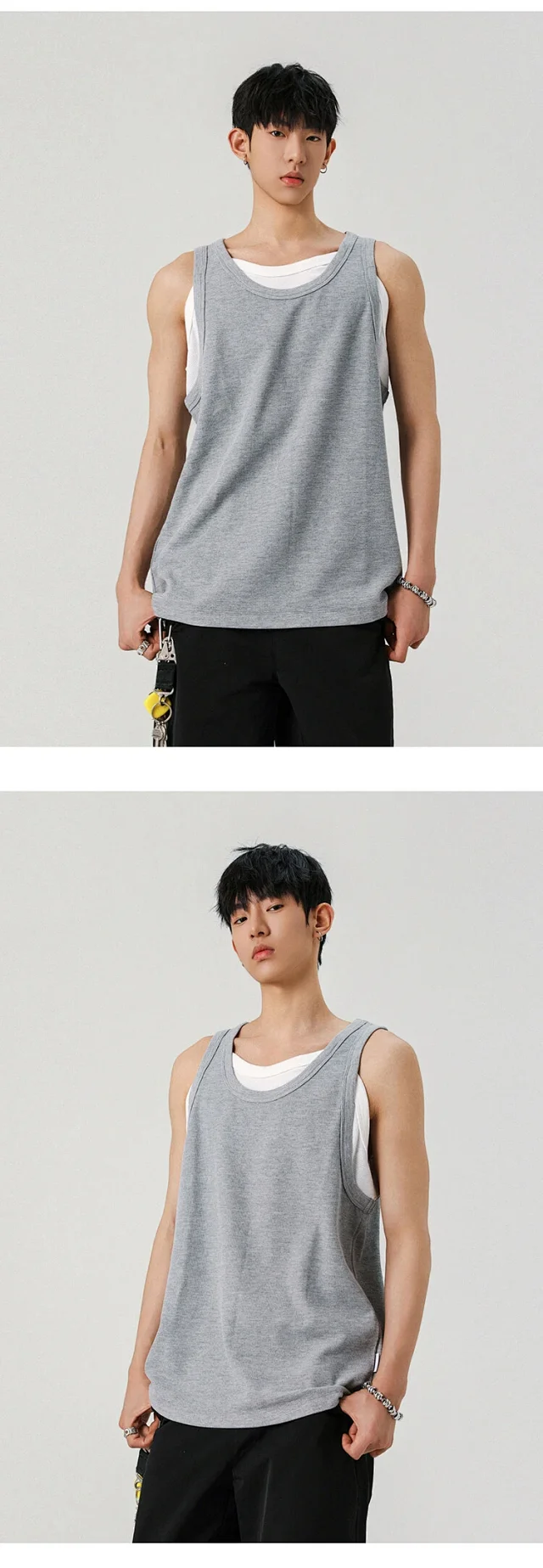 Men's Waffle Mock Two-Piece Tank Detail